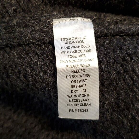 Cynthia Rowley Cardigan Sweater M Gray Wool Braided Shawl Collar Preppy Grandpa - Picture 5 of 6